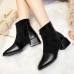 Women Boots Casual Chunky Heel Zipper Ankle Boots