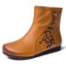 Retro Round Toe Genuine Leather Soft Warm Ankle Boots