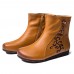 Retro Round Toe Genuine Leather Soft Warm Ankle Boots