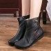 Retro Round Toe Genuine Leather Soft Warm Ankle Boots