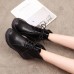 Lace Up Round Toe Fashion Leather Comfy Ankle Boots For Women