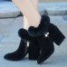 Women Chunky Heel Suede Lining Warm Ankle Boots