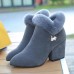 Women Chunky Heel Suede Lining Warm Ankle Boots