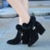 Women Chunky Heel Suede Lining Warm Ankle Boots