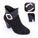 Women Chunky Heel Buckle Ankle Boots