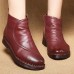 Round Toe Casual Soft Leather Ankle Boots