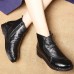 Round Toe Casual Soft Leather Ankle Boots