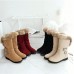 Large Size Buckle Furry Faux Fur Lining Flats Suede Mid-calf Boots