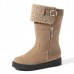 Suede Keep Warm Buckle Mid-calf Snow Boots For Women