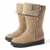 Suede Keep Warm Buckle Mid-calf Snow Boots For Women