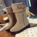 Suede Keep Warm Buckle Mid-calf Snow Boots For Women