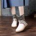 Women Folkways Stitching Pattern Casual Mid-calf Boots