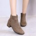 Women Casual Pure Color Zipper Ankle Short Boots