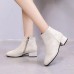 Women Casual Pure Color Zipper Ankle Short Boots