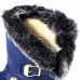 Women Winter Buckle Fur Lining Flat Mid Calf Snow Boots