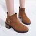 Women Casual Metal Buckle Zipper Ankle Short Boots