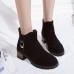 Women Casual Metal Buckle Zipper Ankle Short Boots