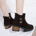 Women Casual Metal Buckle Zipper Ankle Short Boots