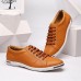 Flat Oxfords Shoes Lace Up Pure Color Round Toe For Men US Size 6.5-12