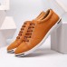 Flat Oxfords Shoes Lace Up Pure Color Round Toe For Men US Size 6.5-12