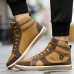 Men Comfy Canvas High Top Sneakers Lace Up Sports Shoes