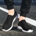 Men Casual Sports Shoes Breathable Knitted Slip On Sneakers