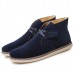 Men Soft Suede Leather High Top Flat Sneakers Boots