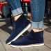 Men Soft Suede Leather High Top Flat Sneakers Boots