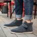 Men Soft Suede Leather High Top Flat Sneakers Boots