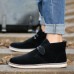 Men Soft Suede Leather High Top Flat Sneakers Boots