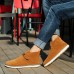 Men Soft Suede Leather High Top Flat Sneakers Boots