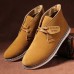 Men Soft Suede Leather High Top Flat Sneakers Boots