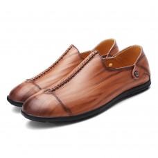 Men Lightweight Genuine Leather Casual Slip-on Flats