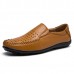 Men Soft Breathable Genuine Leather Hollow Outs Loafers Flats Shoes