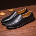 Men Soft Breathable Genuine Leather Hollow Outs Loafers Flats Shoes