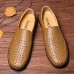 Men Soft Breathable Genuine Leather Hollow Outs Loafers Flats Shoes