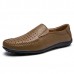 Men Soft Breathable Genuine Leather Hollow Outs Loafers Flats Shoes