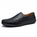 Men Soft Breathable Genuine Leather Hollow Outs Loafers Flats Shoes