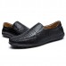 Men Soft Breathable Genuine Leather Hollow Outs Loafers Flats Shoes