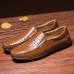 Men Soft Breathable Genuine Leather Hollow Outs Loafers Flats Shoes