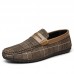 Men Soft Sole Breathable Plaid Pattern Flat Loafers Driving Shoes