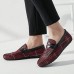 Men Soft Sole Breathable Plaid Pattern Flat Loafers Driving Shoes