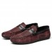 Men Soft Sole Breathable Plaid Pattern Flat Loafers Driving Shoes