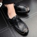 Men Soft Genuine Leather Flat Loafers Lace Up Leather Shoes