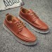 Men Soft Casual Stitching Platform Leather Loafers