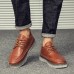 Men Soft Casual Stitching Platform Leather Loafers