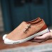 Men Breathable Hand Stitching Casual Leather Flats