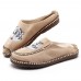 Men Casual Breathable Canvas Low Top Slip On Loafers Flax Insole Shoes