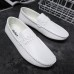 Men Low Top Soft Sole Breathable Leather Slip On Flat Loafers