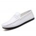 Men Low Top Soft Sole Breathable Leather Slip On Flat Loafers